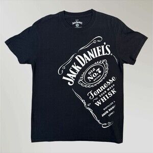 Jack Daniel’s T-Shirt Adult Tennessee Whiskey Black White Short Sleeve Size Lrg
